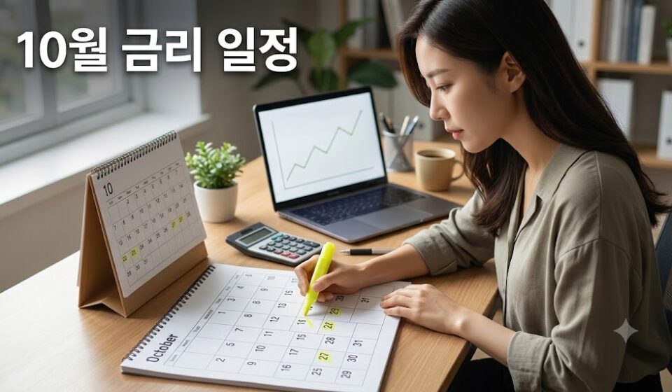 10월 경제 일정을 캘린더에 표시하는 모습