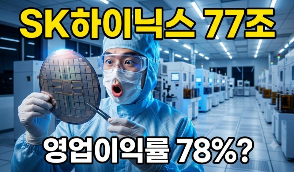 반도체 클린룸에서 방진복 차림의 연구원이 메모리 칩이 얹힌 웨이퍼를 들어 살펴보는 모습