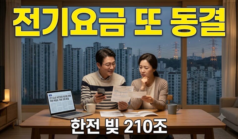 4분기 전기요금 동결 고지서 이미지